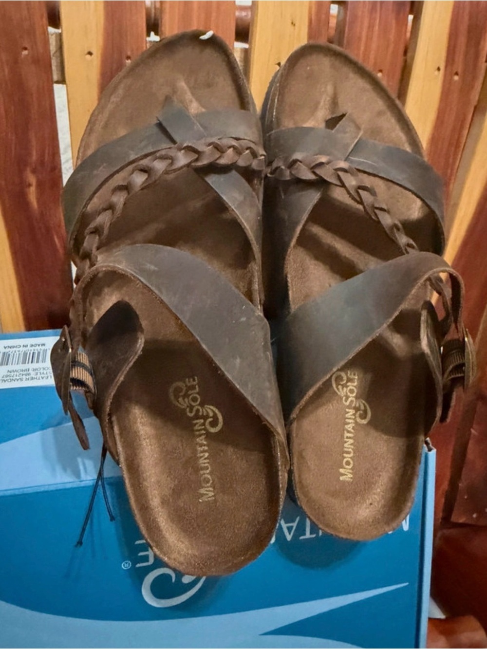 Closet Clean Out Women's Dark Brown Braided Leather Slide Sandals